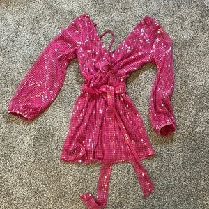 Sequined Pink Mini Dress - Size S